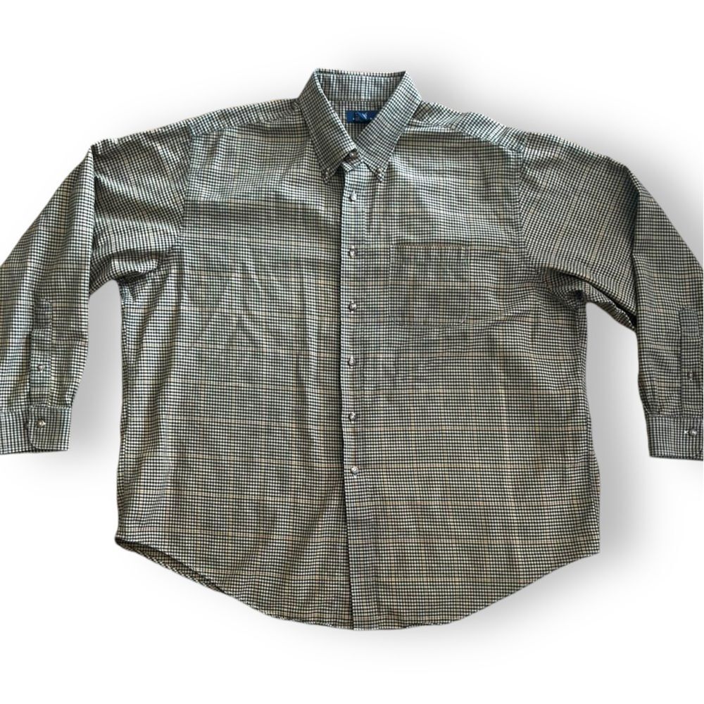 Brooks Brothers 346 Mens Shirt Wool Blend Button Down Gingham Tan/Black Size XXL